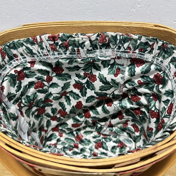 Vintage Longaberger Glad Tidings Basket 1998 Christmas Collection Liner Holly - Picture 5 of 7